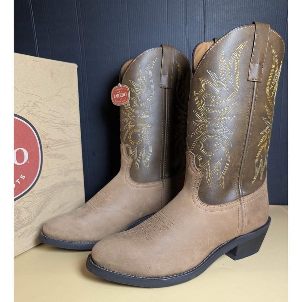 Laredo Mens Boots 4242 Trucker Paris Cowboy Oiled Cow Hide 9.5 EW NWB